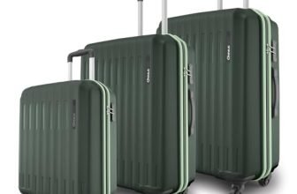 Safari Genius Alley Set of 3 (Cabin + Medium + Large) Trolley Bags Hard Case Polypropylene, 4 Wheels, 360 Degree Wheeling Luggage, Suitcase for Travel, Trolley Bags for Travel, Deep Forrest