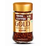 Tata Coffee Gold Original, Instant & Pure Coffee Jar, 50g, Freeze-Dried, Rich & Strong, Specially Sourced Robusta and Arabica bean