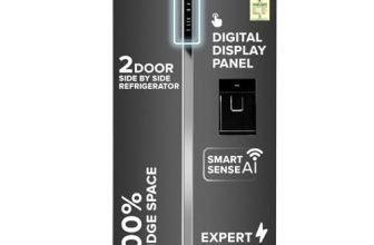 Haier Smartchoice 596L 3Star 2-Door Water Dispenser Side By Side Frost Free Refrigerator|Convertible|Smart Sense Ai | Expert Inverter|Digital Display Panel (2025 Model, Hrs-682Wgku1, Graphite Black)