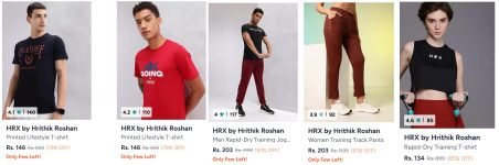 Myntra Loot : Upto 86% Off On HRX Clothing.Men’s : Low To High : Trackpants from 203 : Tracksuits : Women’s : Low To High : Trackpants from 203 : Tracksuits : •