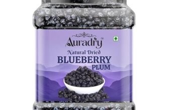 AURADRY Dried Blueberries Plum 1kg | Premium Californian vegan Blueberry Dry Fruit | High in Antioxidants & Fibre | Non-GMO, No Preservatives | Healthy Superfood Snack
