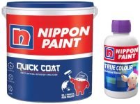 Nippon Quick Coat Interior Emulsion Paint – White (5KG) + Universal Stainer (Fast Violet, 100ml) – Customizable Wall Paint for any Room -Quick Drying, High Coverage, Long Lasting, Low VOC Formula