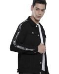 The Indian Garage Co Men Black Slim Fit Solid Trucker Jacket