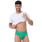 Underjeans by Spykar Men Green Solid Micromodal Basic Briefs UJNPBS043Green
