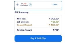MediBuddy IPL Offer : Flat ₹4950 Off On MediBuddy Vitamin D + Full Body Health Check-Up.64+ Lab Test Package : Vitamin D, Thyroid, Diabetes, CBC, Kidney, Lipid Profile & More Worth ₹5700 @749.Apply Coupon : IPL749Link : Bonus : Get Free 1 Month JioSaavn Pro Subscription (Worth ₹299).Pay Via CRED & Get Upto ₹200 Cashback..