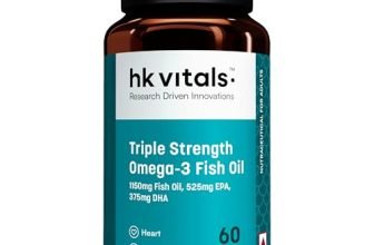 hk vitals 3X Strength Omega-3 Fish Oil Supplement (60 Capsules) | For Men and Women, 525mg EPA & 375mg DHA | For Healthy Heart & Joints