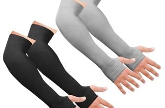 SNMMIFER UV Protection Arm Sleeves with Thumb Holes, Nylon Sun Protection Hand Cover for Running and Cycling, Unisex (2 Pair-Black And Grey)