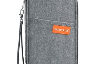 Storite Nylon Travel Family Passport Holder Wallet Organizer for Credit Debit Card Boarding Pass with Removable Hand Strap for Men and Women. (1 Pack-Grey)