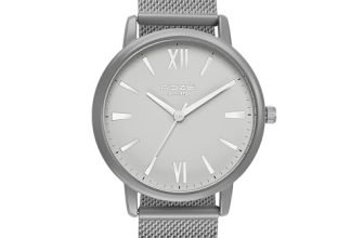 Sonata Poze Quartz Analog Grey Dial Mesh Strap Watch for Men-SP70039KM05W