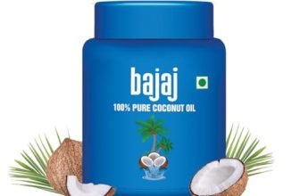 Bajaj 100% Pure Coconut Oil 600ml Wide Mouth Jar | Made with Premium Grade 1 Quality Coconuts.