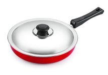 Nirlon Non Stick Aluminium FryPan/Frying Pan/Pasta Pan 24cm Diameter 1.8 Litre with Steel Lid (Compatible with All Gas & stovetops Only)|3mm Classic_Fry_Pan12