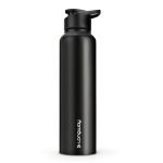 Longway Rush 1 LTR Stainless Steel Water Bottle | Leak-Proof & Rust-Free Design | Perfect for School, Office, Home, Gym, Travel & Ideal for Men, Women & Kids (1000 ml, Black).
