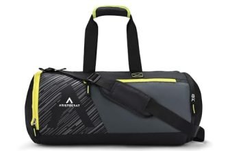 Aristocrat Beast Polyester 48cm Gym Duffle Bag for Men and Women with Multiple Pockets and Separate Shoe Compartment for Travel, Sports and Workouts (Black)