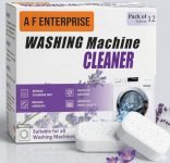 Lavender Washing Machine Cleaner Tablets 12 Pcs (252g) – Deep Descaler for Front & Top Load, Removes Limescale, Odor, Dirt & Residue, Effervescent Drum Cleaner