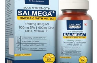 The Old Natural Salmega Omega-3 + Vitamin D3 | High Strength 1590mg Omega-3 (900mg EPA & 600mg DHA) with 600 IU Vitamin D3 for Heart, Brain & Immunity Support | Joint Health & Overall Wellness | Premium Fish Oil Supplement | 60 Softgels capsules