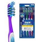 Oral-B Criss Cross Gum Care Soft Toothbrush For Adults, Soft Bristles, Healthier Gums, Multicolour Tooth Brush Set, Oral B Dentist Recommended Brand (Family Pack of 4)