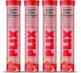 The Plant Fix Plix Apple Cider Vinegar 15 Effervescent Tablets Watermelon Flavour with Vitamin B12(4 x 15 No)