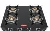 Khaitan Tempered Glass 4 Burner Premium Black Toughened Lpg Gas Cooktop, Manual Ignition Stove With 1 Year Warranty (Isi Approved, Burner)