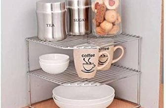 Zepdos® Steel 2-Tier Kitchen Rack and Organizer, Container Organizer, Utensils Dish Rack, Spice Jar Holder Rack and Cup and Glass Holder (3 Layer Corner Rack)