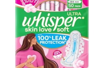 Whisper Ultra Skin Love Soft Sanitary Pads for Women, XL 50 Pads, Cottony Soft Feel, Upto 100% Leak* Protection, Disposable Wrapper, Locks Odour & Wetness (Product Does Not Contain Cotton) (*Based on P&G Technical Data)