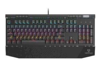 Vertux Gaming Keyboard, Ergonomic Usb Wired Mechanical Keyboard With Integrated Wrist Rest, Black Switches, Rgb Backlit, 104 Anti-Ghosting Keys And 8 Multimedia Keys For Ps5/Ps4, Xbox One/X, Tungsten