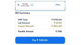 MediBuddy IPL Offer : Flat ₹4950 Off On MediBuddy Vitamin D + Full Body Health Check-Up.64+ Lab Test Package : Vitamin D, Thyroid, Diabetes, CBC, Kidney, Lipid Profile & More Worth ₹5700 @749.Apply Coupon : IPL749Link : Bonus : Get Free 3 Month JioSaavn Pro Subscription (Worth ₹299).Pay Via CRED & Get Upto ₹200 Cashback..