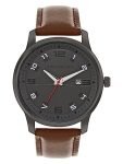 French Connection Avenir Gun Round Analog Watch with Brown Strap for Men – FCN00046G