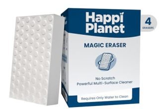 Happi Planet Magic Eraser | Pack of 4 | No Scratch Multi-Surface Cleaning Sponge | Removes 100+ Tough Stains | Just Add Water | Walls, Kitchen, Bathroom, Shoes & Switch Boards