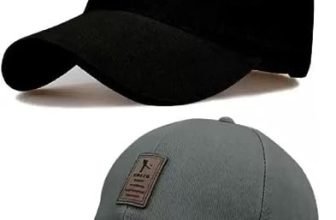 SELLORIA Brand Soft Cotton Adjustable Unisex Cap for Men and Women Freesize Baseball Caps (Pack of 2) (Gray,Black)