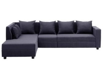 Wakefit Sofa Set | 1 Year Warranty |3 Seater Sofa for Living Room, Wooden Sofa Set, 3 Seater + Left Aligned – Skiver(JIO : Purple Grey)
