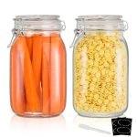 Gopani_Glass Jars With Airtight Lids & Leak Proof Rubber Gasket,Large Wide Mouth Mason Jars With Buckle Lids For Kitchen Canisters 1500Ml,Big Glass Storage Containers(Pack Of 1)