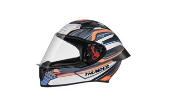 Studds Thunder Full Face Helmet D8 With Clear Visor (Matt Black N4, M)