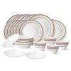 Larah By Borosil Elega Fluted Series Opalware Dinner Set | 31 Pieces For Family Of 6 | Microwave & Dishwasher Safe | Bone-Ash Free | Crockery Set For Dining & Gifting | Plates & Bowls | White