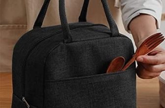 HYLOL Insulated Travel Lunch/Tiffin/Storage Bag for Office, College & School (Black) (Cotton) 6 liters