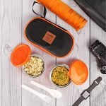Cello Mf Micro Insulated Lunch Box | Stainless Steel Inner | 2 Container With Jacket | Lunch Pack For Office & School, College Use | 2 Units | Orange