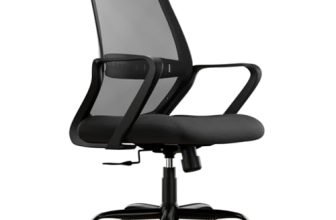 CELLBELL Desire Pro Mid Back Mesh Office Chair Adjustable Study Chair/Computer Chair with Revolving Seat, Stylisk Backrest, Lumbar Support, Metal Base for Work from Home (Black)