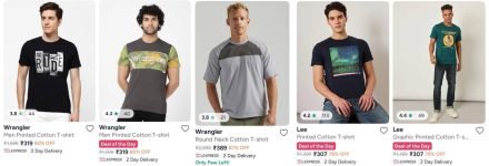 Myntra Loot : Min. 80% Off On Branded Tshirts.Wrangler : Lee :
