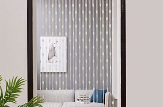 PINDIA Sheer 1 Pc Decorative Heart Curtain Room Door Curtain – White 6Ft, Rod Pocket Curtains, Polyester Blend, Heart Net Patch