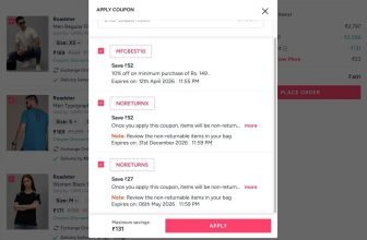 Myntra Loot : Add Any 3 Products Apply All 3 Codes : MFCBEST10 | NORETURNS5 | NORETURNSX•