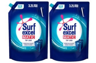 Surf Excel Matic Top Load Liquid Detergent 3.2 L Refill, Designed For Tough Stain Removal On Laundry In Washing Machines – Mega Pack (Pack Of 2)