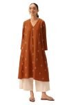 ANNI Designer Women’s Rayon Viscose A-Line Printed Kurta with Palazzo (QUSHI Rust_M_Rust_Medium)