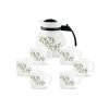 La Opala Novo Collection Opal Glass Crockery | Coffee Set 7 Pcs | Coffee Mug With Coffee Pot, Lush Greens | For Tea & Coffee | Microwave Safe | 100% Vegetarian | Extra Strong | Light & White