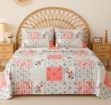 HOMEKART 210 TC Cotton Double Bedsheet with 2 Pillow Covers | Soft & Breathable Luxury Bedding | Floral Printed Bed Sheet for Double Bed | 90 x 100 Inches | Pastel Heritage Patchwork