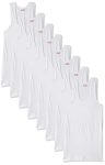 Rupa Jon Men 100% Cotton Standard Fit Sleeveless Vest | Fabric | Round Neck | Pack Of 9 White, Xl