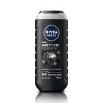 Nivea Men Body Wash, Active Clean With Active Charcoal, Shower Gel For Body, Face & Hair, 250 Ml