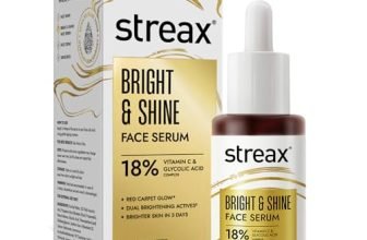 Streax Vitamin C Face Serum, 30 Ml | 18% Vitamin C | Dark Spots Reduction | Brighter Skin In 3 Days | Serum For Glowing Skin | Brightening Serum | Bright & Shine Face Serum