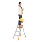 Happer Premium Foldable Aluminium Step Ladder, Clamber Pro, 3 Steps (Orange & Satin)