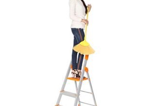 Happer Premium Foldable Aluminium Step Ladder, Clamber Pro, 3 Steps (Orange & Satin)