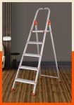 Bathla Safex 5-Step Aluminium Ladder For Home | 150 Kg Load Capacity | Anti-Slip Steps | Sure-Hinge Technology | Edge Guards | Foldable Design | 5 Year Warranty