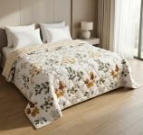 Homekart Ultrasonic Quilted Ac Comforter 220 Gsm (1500G) Premium Microfiber Reversible All-Season Blanket For Double Bed|Ultra Soft, & Lightweight, Quilt/Duvet | Comforter (Beige & White 225Cmx220Cm)